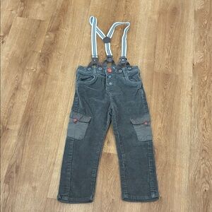Stylish Gray Kids Corduroy Bottoms with Suspenders